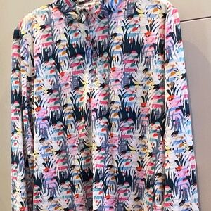 DAILY SPORTS  LONG SLEEVE  1/4 ZIP TOP  XL NAVY PINK FUSHIA RED MULTI